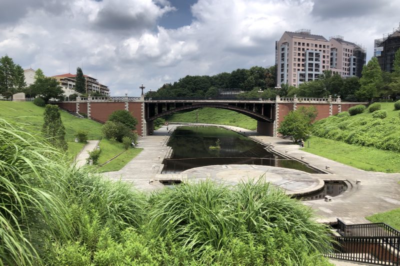 長池公園の池と橋