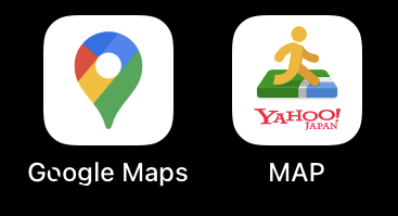 GoogleマップとYahooマップのアプリアイコン