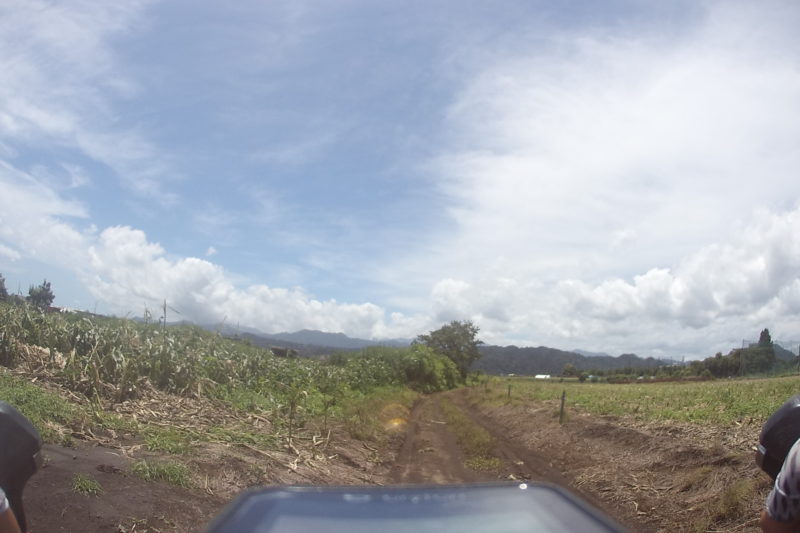 農道をロードバイクで通過