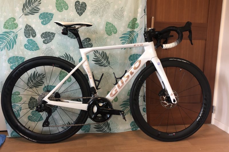 再度交換したサドルをつけたロードバイク